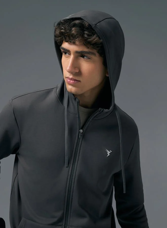 تكنوسبورت جاكيت رياضي رجالي سادة بقلنسوة وقصة ضيقة